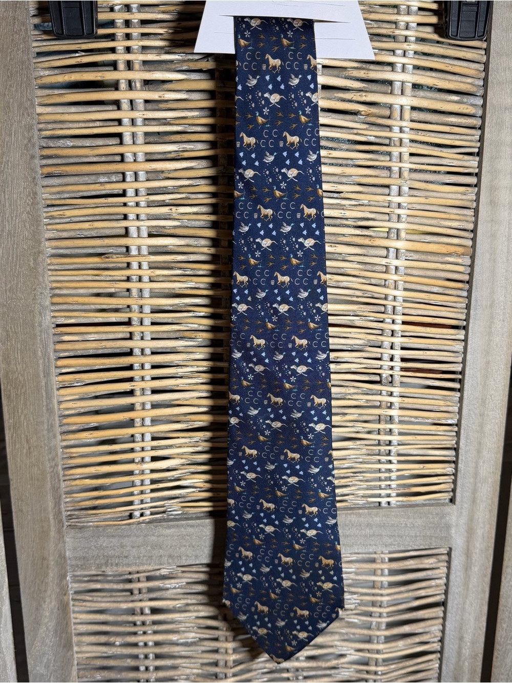 Ferragamo Horse and Hunting Motif Silk Tie for Men - standard width